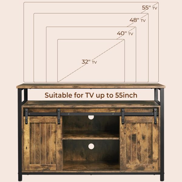 Yaheetech TV Stand, Entertainment Center with Storage Cabinets for 55 Inches TV, Barn Door TV Stand with Height Adjustable Shelves, Farmhouse TV Console for Living Room, 47 Inch