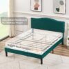 VECELO Full Bed Frame Platform Bed Frame with Upholstered Headboard, Strong Frame and Wooden Slats Support, Strong Weight Capacity, Non-Slip and Noise-Free, Easy Assembly,Dark Green