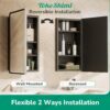 TokeShimi 14x24 Recessed or Surface Mounted Medicine Cabinet Mirrored, Brushed Nickel Bathroom Medicine Cabinet Mirror Aluminum Framed Modern Farmhouse, Metal Mirror with Storage Adjustable