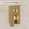 Alesco Shower System, Gold Shower Faucet Set with 10-Inch High-Pressure Rainfall Showerheads and Handheld Spray combo, Showerfixture Include Valve and Trim Kit, Brushed Gold