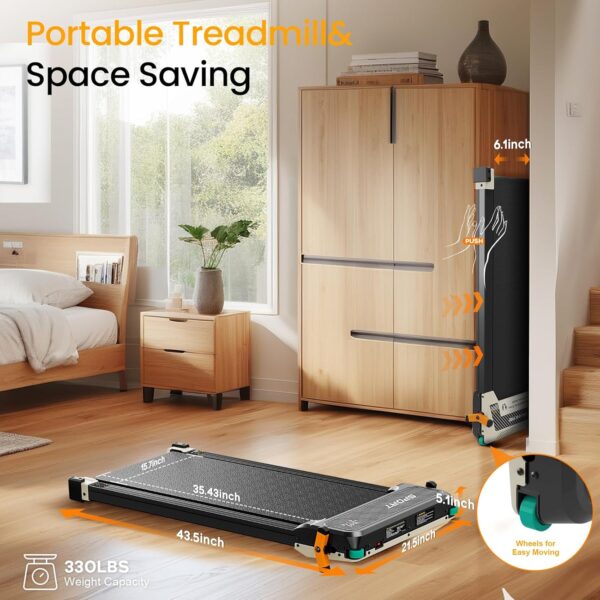 2 Side Walking Pad with Incline Massage Function, 2 in 1 Under Desk Walking Pad and Foot Massager Treadmills for Home/Office, Portable Treadmill with Remote Control LED Display
