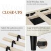 Yaheetech Queen Bed Frames with Adjustable Headboard, Chenille Fabric Upholstered Headboard/Platform Bed, Queen Size Bed Frame No Box Spring Needed/Wood Slats Support/Easy Assembly/Beige