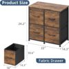 4 Drawer Lateral File Cabinet, Filing Cabinet for Home Office, Functional Fabric Office Storage Cabinet, Cloth File Drawer Fits A4/Letter Size, Printer Stand, Rustic Brown