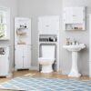 UTEX Bathroom Storage Over The Toilet, Cabinet Organizer with Adjustable Shelves and Double Doors, Wood Space Saver, White