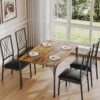 Dining Table Set for 4, Kitchen Table and Chairs, 5-Piece Metal and Wood Indoor Modern Rectangular Dining Table Furniture Set for Kitchen, Dining Room, Dinette, Breakfast Nook w/ 4 Chairs