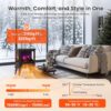 BLITZHOME 18'' Electric Fireplace Heater, 2 Heating Mode 750/1500W, 3D Realistic Flame, Thermostat Control, Safety Protection, Portable Freestanding Fire Places Stove for Home, Small Space