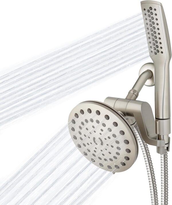 Waterpik High Pressure Pulsating Shower Wand and Rain Shower Head Combo with Extra-Long 8-Foot Metal Hose, HairWand Pulse Spa System 12 Spray Modes for Hair and Body, Brushed Nickel