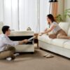 VanAcc Ottoman with Storage, Modern Sofa- Upholstered Ottoman, Comfy Sofa with Extra Deep Seats, Couch for Living Room Bedroom, Beige Chenille