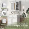 Linique 30" Bathroom Vanity with Mirror Cabinet Combo Set, Modern Bathroom Storage Cabinet with Ceramic Sink, 2 Drawers and a Tip-Out Drawer, Wall-Mounted Medicine Cabinet for Bathroom, White