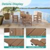 81JxTry1WL._AC_SL1500_.jpg Patio Table and Chairs Set 5 Pieces, HDPE Weather Resistant Outdoor Dining Set with Umbrell Hole, Square Outdoor Dining Table with 4 Patio Chairs, Patio Dining Set for Balcony, Light Brown