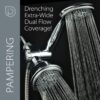 1433 Handheld Showerhead & Rain Shower Combo. High Pressure 24 Function 4" Face Dual 2 in 1 Shower Head System with Stainless Steel Hose, Patented 3-way Water Diverter in All-Chrome Finish