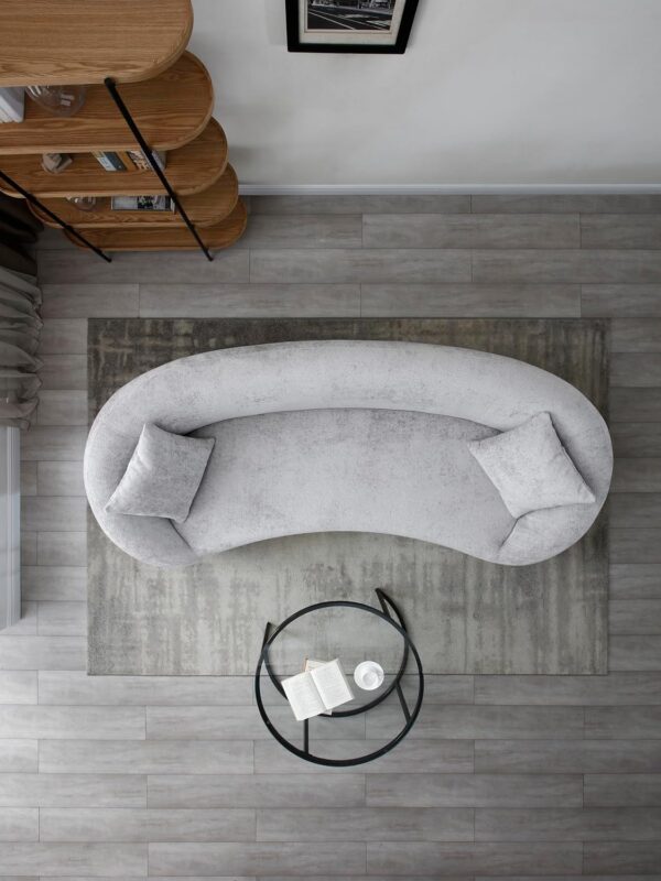 93” Modern Minimalist Curved Sofa Couch for Living Room, Unique Design, Chenille Cloud Couch with Soft Comfortable Upholstered for Bedroom, Apartment, Home Office (Gray Chenille)