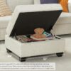 VanAcc Ottoman with Storage, Modern Sofa- Upholstered Ottoman, Comfy Sofa with Extra Deep Seats, Couch for Living Room Bedroom, Beige Chenille
