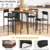 DWVO 5-Piece Dining Room Table Set Bar Table and Chairs Set Counter Height Dining Table Set Industrial High Top Kitchen Table with 4 Barstools for Kitchen Living Room Restaurant Bar Small Spaces Brown