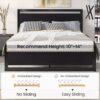 SHA CERLIN Queen Size Bed Frame with Modern Headboard, Heavy Duty Platform Metal Base with Square Footboard and 13 Strong Slats Support, No Box Spring Needed, Black