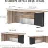 WESOME 70.87 Inch Executive Office Desk, Modern Executive Office Desk for Home Office,Mahogany Ford Executive Desk,Business Furniture Desk Workstation (Left, 70.87×35.5×30 in)