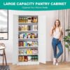 White Metal Storage Cabinet with 2 Doors and 5 Shelves,Pantry Storage Cabinet,Ventilated Tall Large Cupboard Closet,71"H Food Pantry Cabinets for Home,Office,Bathroom,Dining/Living Room (71" H)