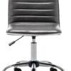 BTEXPERT Home Gray Swivel Mid Back Armless Ribbed Designer Task Faux Leather Soft Upholstery Office Chair (5029G)