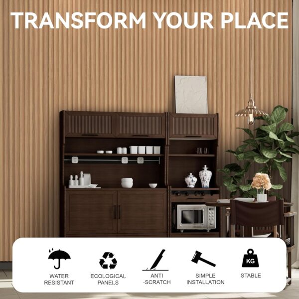 WPC Slat Wall Panels, 3-Pack 6.2 x 4 in Decorative Acoustic Slats 3D Wall Panels, Water-Proof and Easy Installation, Samples Pack