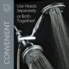 1433 Handheld Showerhead & Rain Shower Combo. High Pressure 24 Function 4" Face Dual 2 in 1 Shower Head System with Stainless Steel Hose, Patented 3-way Water Diverter in All-Chrome Finish