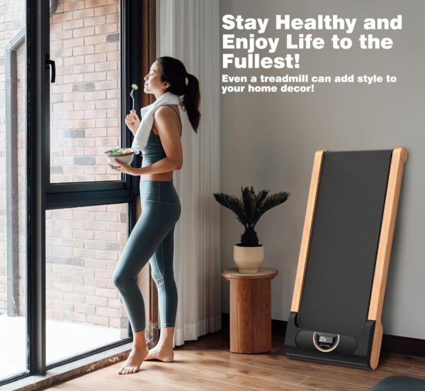 Walking Pad, High Grade Wood Under Desk Treadmill 300LBS Capacity, Max 3.5 HP Electric Treadmill for Home Office Installation-Free with Remote Control LED Display High