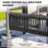 Grand patio 5-Piece Outdoor Dining Set for 4 with 1 Rectangle Expandable Table for 4-6 Person, Metal Woven Wicker Fixed Patio Chairs with Thickened Cushions for Yard, Poolside (Black)