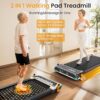 2 Side Walking Pad with Incline Massage Function, 2 in 1 Under Desk Walking Pad and Foot Massager Treadmills for Home/Office, Portable Treadmill with Remote Control LED Display