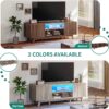 DWVO LED TV Stand, Fluted Entertainment Center for 65 Inch TV, Mid Century Modern TV Cabinet with Adjustable Shelves, Media Console Table for Living Room, Walnut