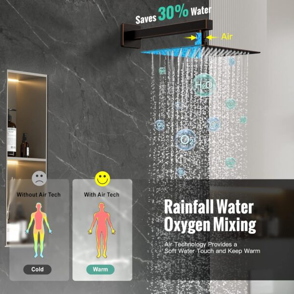SR SUN RISE 12 Inches All Metal Bathtub Faucet Set Shower System with Tub Spout Square Rain Shower Head and Handheld Combo Shower Fixtues, Modern Valve and Trim Kit, Oil-Rubbed Bronze