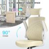 Home Office Chair, Ergonomic Comfy Desk Chair, High Back Computer Chair- Adjustable Headrest with Flip-Up Arms, Lumbar Support, Swivel Executive Task Chair (Modern, Beige)