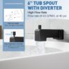 ESNBIA Bathtub Shower System with Tub Spout, Black Shower Faucet Set with 6" Rain Shower Heads, High Pressure Shower Head Set, Wall Mount Shower Fixtures with 3-Way Shower Diverter, Matte Black