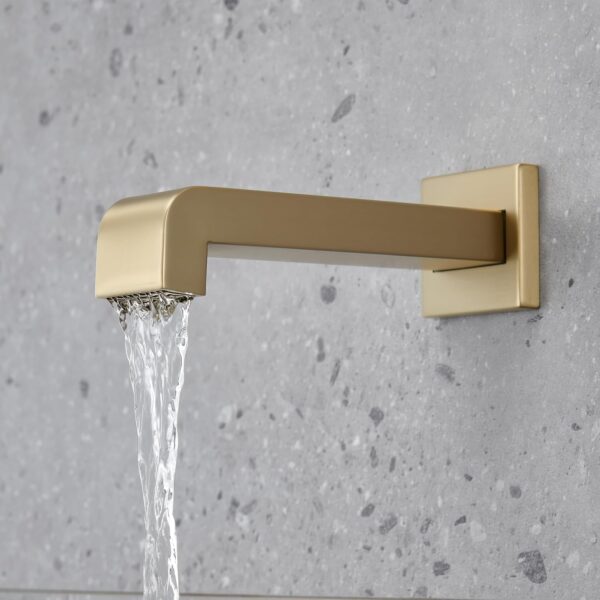 Brushed Gold Shower Fixtures, Gold Shower Faucet Set with 12 Inch Gold Shower Heads with Handheld Spray Combo and Tub Spout, Shower Systems with Rain Shower and Handheld (Valve Included)