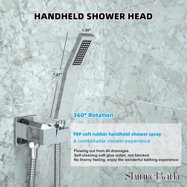 10 Inch Shower Faucet Set with Tub Spout Wall Mounted Shower System for Bathroom with High Pressure 10 Inch Rain Shower head and Handheld Shower Head Set, Polished Chrome