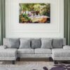 YESHOMY Convertible Sectional Sofa U-Shaped Couch with Soft Modern Cotton Chenille Fabric for Living Room, Oversized Seats with Comfortable Backrest, Gray