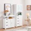 Yaheetech Bathroom Floor Cabinet, Wooden Storage Organizer with 3 Drawers and 2 Open Shelves, Freestanding Storage Cabinet with a Large Bottom Cabinet for Bathroom, Living Room, Kitchen, White