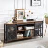81TIN7SOoNL._AC_SL1500_.jpg HOMISSUE Corner TV Stand for 55 Inch TV, Rustic Corner Entertainment Center with Storage, Industrial Media Console Table with Sliding Barn Door, Entertainment Center for Living Room, Brown