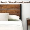 Rustic Queen Bed Frame with Headboard,Metal Platform Farmhouse Bed Frame Metal Slat,Sturdy Heavy Duty Bed Frame,No Box Spring Needed,Easy Assembly,Under Bed Storage,Rustic Brown,Queen Size