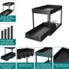 Under Sink Organizer 2 Pack, Bathroom Cabinet Organizer, 2 Tier Sliding Cabinet Basket Organizer Drawer, Multi-Purpose Bath Collection Baskets for Bathroom (Black)