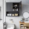 Metal Bathroom Cabinet Wall Mounted，Hanging Cabinet with 2Door and Adjustable Shelves，Over The Toilet Storage Medicine Cabinets for Bathroom，Laundry Room，Kitchen