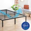 Olee Sleep 14 Inch Heavy Duty Steel Slat Anti-Slip Support, Easy Assembly Platform Bed Frame, Noise Free Steel Mattress Foundation, Maximum Storage, No Box Spring Needed, Black (Queen Size)
