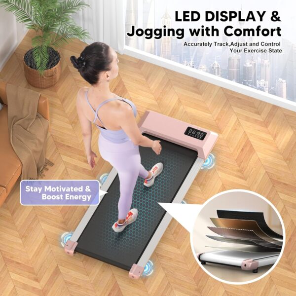 DeerRun Walking Pad 2 in 1 Under Desk Treadmill, 2.2HP Low Noise Walking Pad Running Jogging Machine with Remote Control for Home Office, Lightweight Portable Desk Treadmill Installation Free