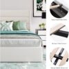 SHA CERLIN Queen Size Lift Up Storage Bed/Velvet Upholstered/Modern Wingback Headboard/Upholstered Platform Bed Frame/Hydraulic Storage/No Box Spring Needed/White