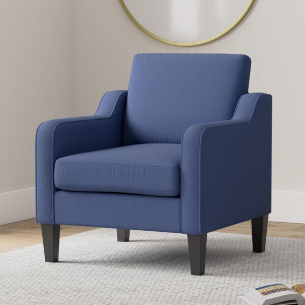 VINGLI Modern Accent Chairs Set of 2,Comfy Blue Armchair for Bedroom,Living Room Upholstered Sofa Chair Reading Chair for Small Spaces