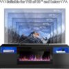 AHB 70" Fireplace TV Stand for TVs Up to 80" with 36" Electric Fireplace, TV Console for The Living Room, LED Light Entertainment Center, Storage Cabinet, Media Console Table, Black