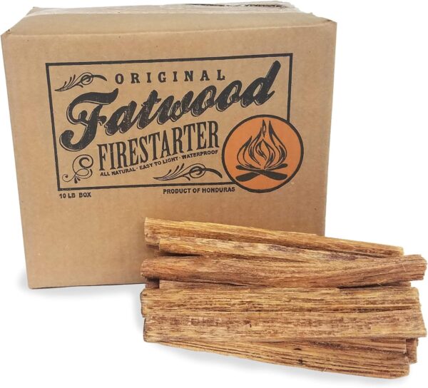 Fatwood Pine Wood Fire Sticks - 10-lb Box of Indoor or Outdoor Fire Starters for Campfires, Grills, Wood Stoves, Firepits, or Fireplaces by Pure Garden