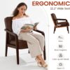 Yaheetech PU Leather Accent Chair, Mid-Century Modern Barrel Chair with Wooden Frame and Soft Thick Padded for Living Room Bedroom Home Office, Dark Brown