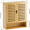 SMIBUY Bathroom Cabinet Wall Mounted, Bamboo Over-The-Toilet Storage Organizer, Space Saver Medicine Cabinet with 2 Door and Adjustable Shelves (Natural)