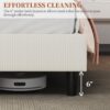 Yaheetech Queen Bed Frames with Adjustable Headboard, Chenille Fabric Upholstered Headboard/Platform Bed, Queen Size Bed Frame No Box Spring Needed/Wood Slats Support/Easy Assembly/Beige