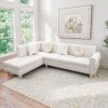 NicBex Sectional Couch 2 Pieces Sofa with Right Chaise Flannel L Shaped Cloud Couch for Living Room Furniture Sets Frame, Modular Sofa for Living Room & Apartment, Cream