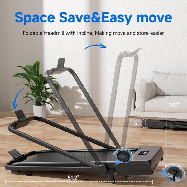 Walking Pad with Auto Incline, Under Desk Folding Treadmill with Remote Control and LED Display for Home Office, 2.5HP Portable Walking Jogging Running Machine, 300 LB Capacity